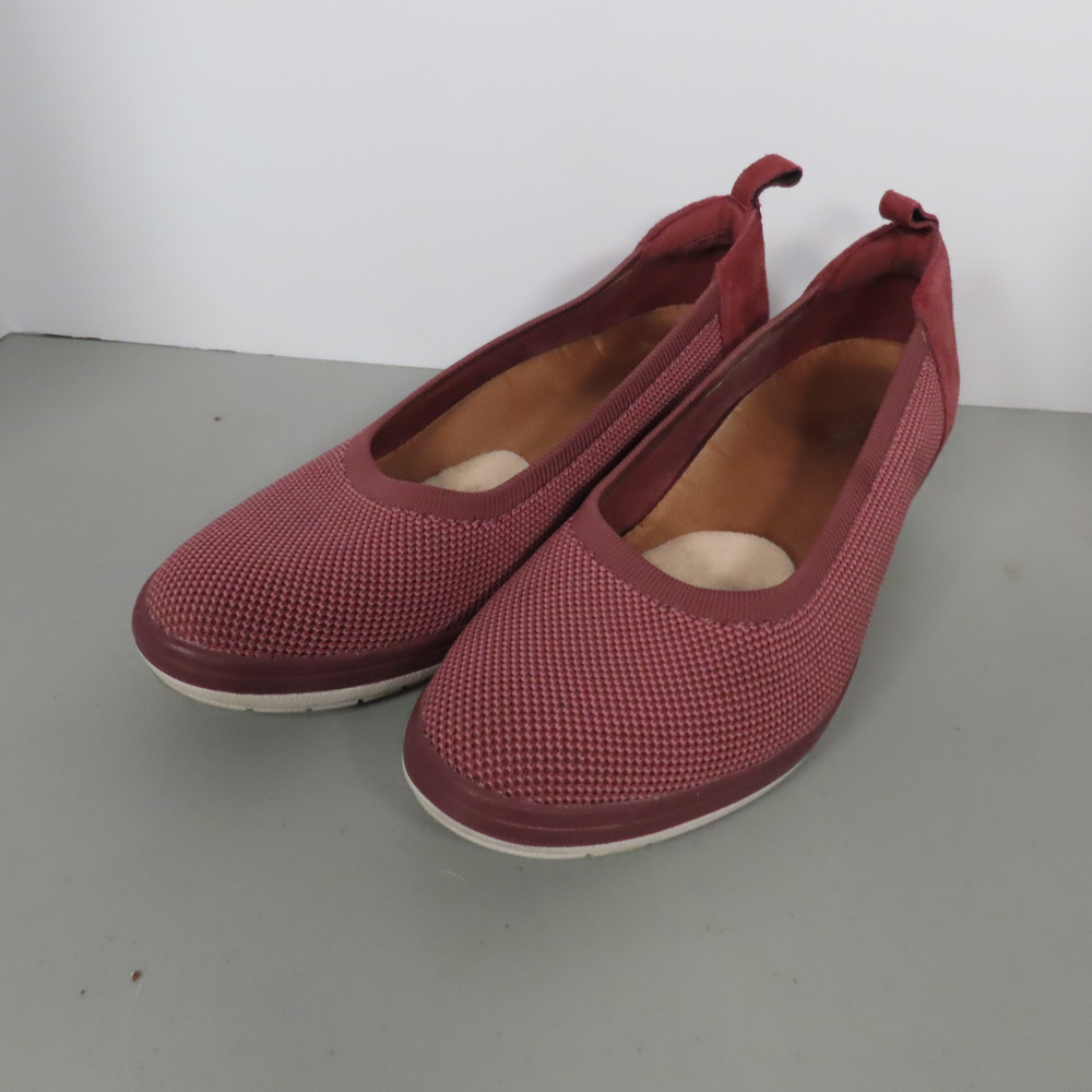 Vionic Knit Ballet Flats Burgundy Suede Heel Pull Tab